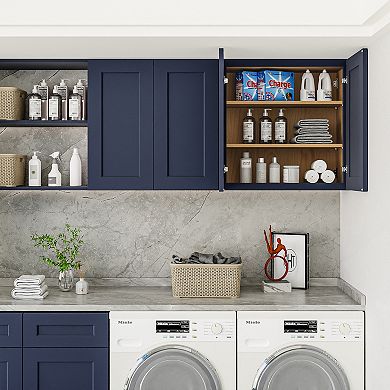 Navy Blue Shaker 30" Solid Wood Wall Cabinet