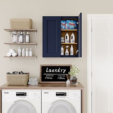 Navy Blue Shaker 30" Solid Wood Wall Cabinet