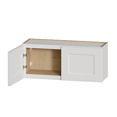 Solid Wood Shaker Short Wall Cabinet 36"W x 12"D x 15"H Painted White