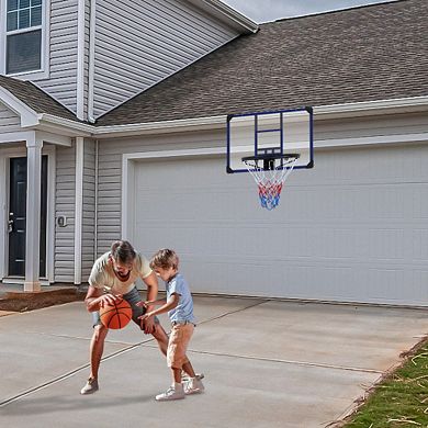 Wall Mounted Basketball Hoop Set with 35 Inch Shatterproof Folding Backboard
