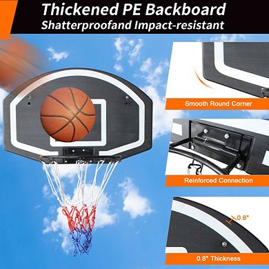 Wall Mounted Basketball Hoop Set with 28.5 Inch Shatterproof Folding Backboard