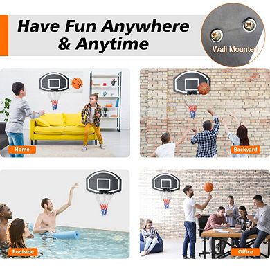 Wall Mounted Basketball Hoop Set with 28.5 Inch Shatterproof Folding Backboard