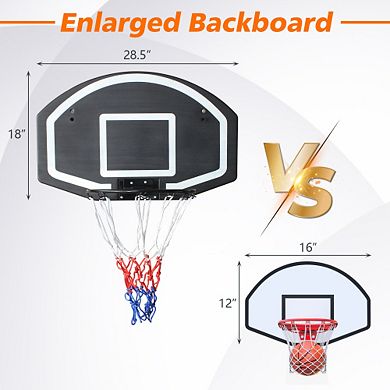 Wall Mounted Basketball Hoop Set with 28.5 Inch Shatterproof Folding Backboard