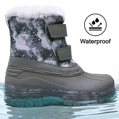 HOMEHOT Girls Boys Winter Snow Boots with Warm Fur Lining