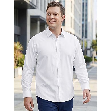 Men's Big & Tall Shirt Long Sleeve Button Down Solid Casual Dress Shirts