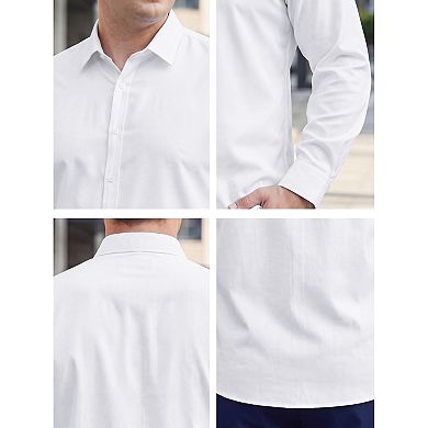 Men's Big & Tall Shirt Long Sleeve Button Down Solid Casual Dress Shirts