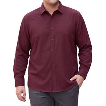 Men's Big & Tall Shirt Long Sleeve Button Down Solid Casual Dress Shirts