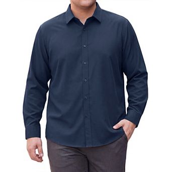 Men's Big & Tall Shirt Long Sleeve Button Down Solid Casual Dress Shirts
