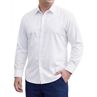 Men's Big & Tall Shirt Long Sleeve Button Down Solid Casual Dress Shirts