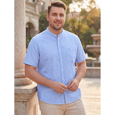 Men's Big & Tall Striped Shirt Short Sleeve Button Down Casual Summer Shirts