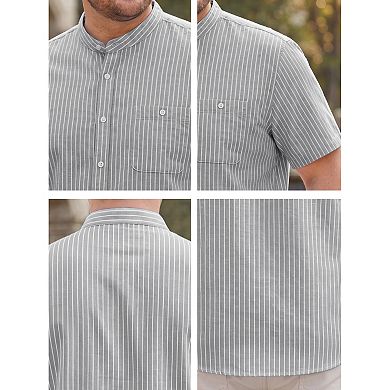 Men's Big & Tall Striped Shirt Short Sleeve Button Down Casual Summer Shirts
