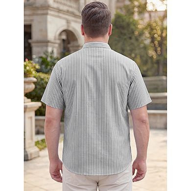 Men's Big & Tall Striped Shirt Short Sleeve Button Down Casual Summer Shirts