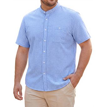 Men's Big & Tall Striped Shirt Short Sleeve Button Down Casual Summer Shirts