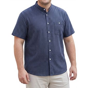 Men's Big & Tall Striped Shirt Short Sleeve Button Down Casual Summer Shirts