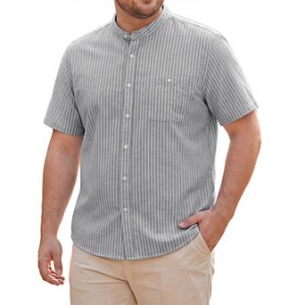Men's Big & Tall Striped Shirt Short Sleeve Button Down Casual Summer Shirts