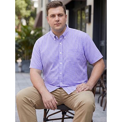 Men's Big & Tall Plaid Shirt Short Sleeve Button Down Casual Gingham Shirts