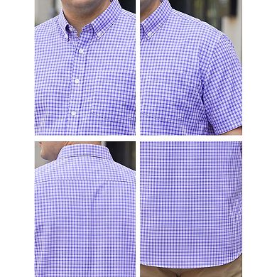 Men's Big & Tall Plaid Shirt Short Sleeve Button Down Casual Gingham Shirts