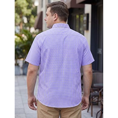 Men's Big & Tall Plaid Shirt Short Sleeve Button Down Casual Gingham Shirts