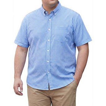 Men's Big & Tall Plaid Shirt Short Sleeve Button Down Casual Gingham Shirts