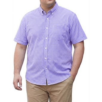 Men's Big & Tall Plaid Shirt Short Sleeve Button Down Casual Gingham Shirts