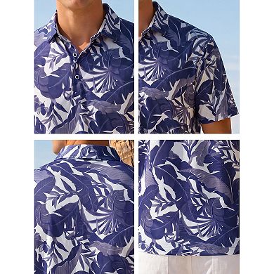 Men's Printed Polo Shirt Short Sleeve Breathable Casual Patterned Golf Shirts