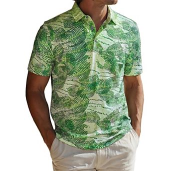 Men's Printed Polo Shirt Short Sleeve Breathable Casual Patterned Golf Shirts