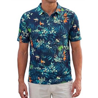 Men's Printed Polo Shirt Short Sleeve Breathable Casual Patterned Golf Shirts