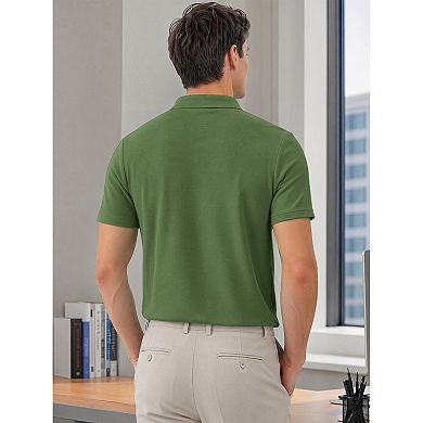 Men's Polo Shirt Short Sleeve Stretch Solid Breathable Casual Golf Shirts