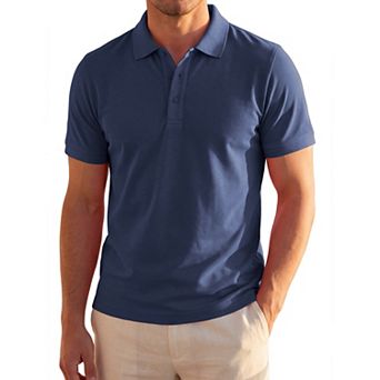 Men's Polo Shirt Short Sleeve Stretch Solid Breathable Casual Golf Shirts
