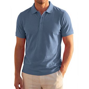 Men's Polo Shirt Short Sleeve Stretch Solid Breathable Casual Golf Shirts