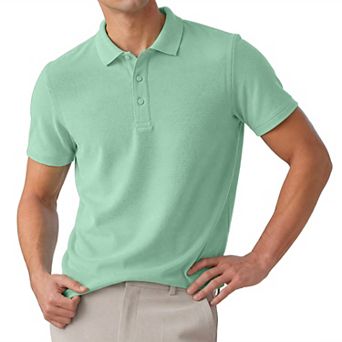 Men's Polo Shirt Short Sleeve Stretch Solid Breathable Casual Golf Shirts