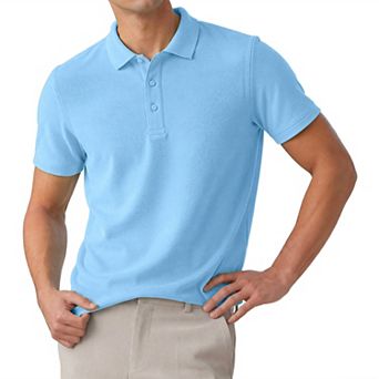 Men's Polo Shirt Short Sleeve Stretch Solid Breathable Casual Golf Shirts