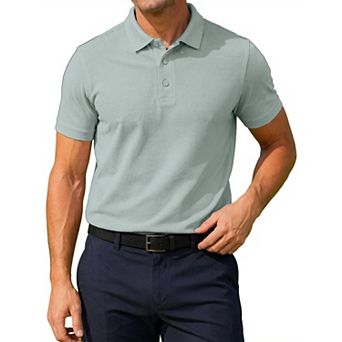Men's Polo Shirt Short Sleeve Stretch Solid Breathable Casual Golf Shirts