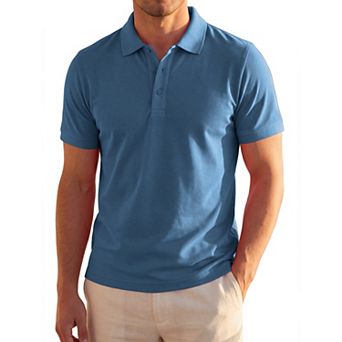Men's Polo Shirt Short Sleeve Stretch Solid Breathable Casual Golf Shirts