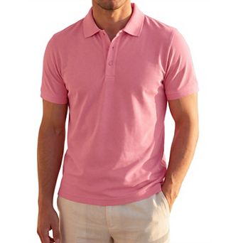 Men's Polo Shirt Short Sleeve Stretch Solid Breathable Casual Golf Shirts