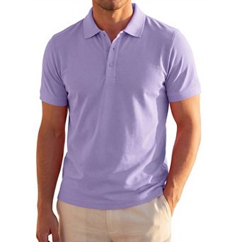 Men's Polo Shirt Short Sleeve Stretch Solid Breathable Casual Golf Shirts