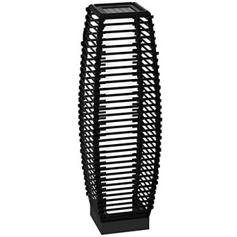 Outsunny Solar Rattan Floor Lamp Outdoor Garden LED Light Auto On Off Black
