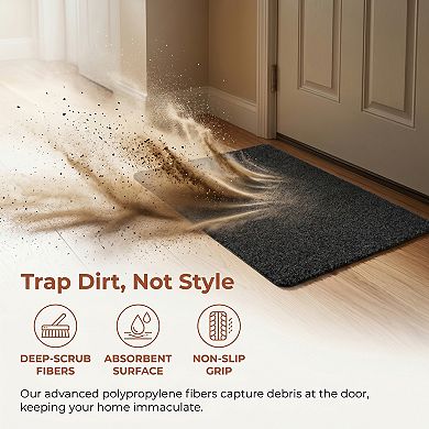 Outdoor Doormat, Waterproof Polypropylene Front Door Mat, Non-Slip Scraper Welcome Mat 26"x17"