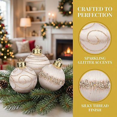 Handpainted Christmas 9 Pack Large Sphere Orbs, Shatterproof Foam Lightweight Tree Hanging Ornaments