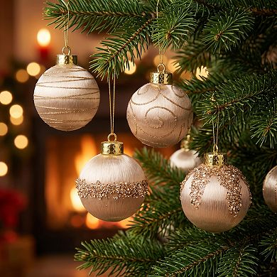 Handpainted Christmas 9 Pack Large Sphere Orbs, Shatterproof Foam Lightweight Tree Hanging Ornaments