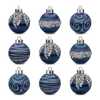 Handpainted Christmas 9 Pack Large Sphere Orbs, Shatterproof Foam Lightweight Tree Hanging Ornaments