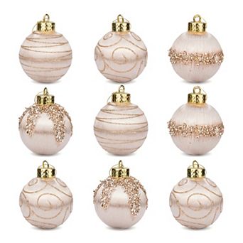 Handpainted Christmas 9 Pack Large Sphere Orbs, Shatterproof Foam Lightweight Tree Hanging Ornaments