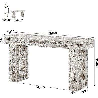 Tribesigns Wooden Sofa Table, 63-Inch Modern Console Table For Living Room