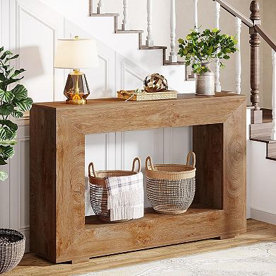 Tribesigns Farmhouse Console Table, 47" Rustic Wood Entryway Sofa Table with Storage