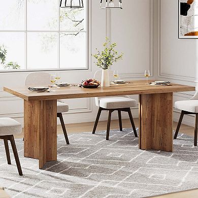Tribesigns 63" Dining Table, Farmhouse Kitchen Table with Large Tabletop for 4-6