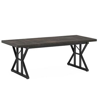 Tribesigns Wood Dining Table, Farmhouse 70.8" Kitchen Table for 6 People