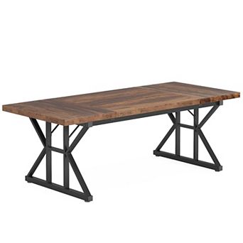 Tribesigns Wood Dining Table, Farmhouse 70.8" Kitchen Table for 6 People