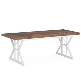 Tribesigns Wood Dining Table, Farmhouse 70.8" Kitchen Table for 6 People