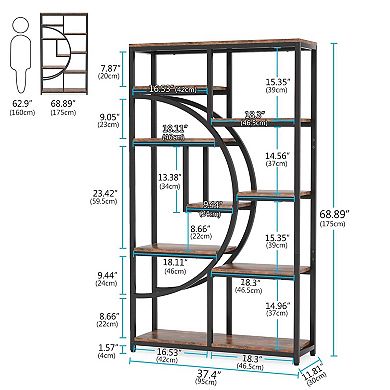 Tribesigns Freestanding Bookshelf, 68.9" Etagere Bookcase with 9 Open Shelves