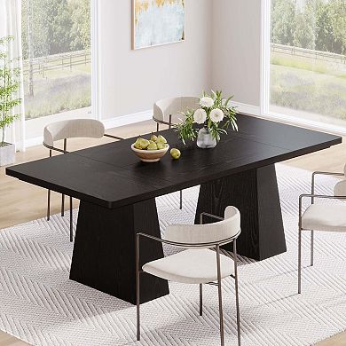 Tribesigns 63" Dining Table, Farmhouse Wood Kitchen Table for 6 People